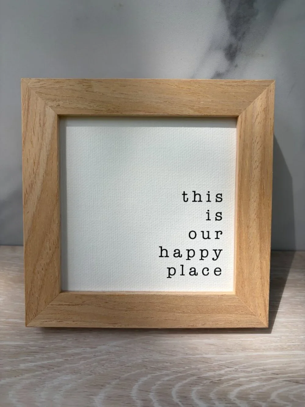 This Is Our Happy Place Canvas Wood Sign 4x4 Natural Boho Desk Decor Tiered Tray